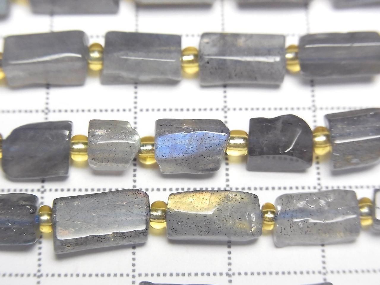 Labradorite AA Rough Tube-Faceted Nugget 1strand beads (aprx.15inch/38cm)