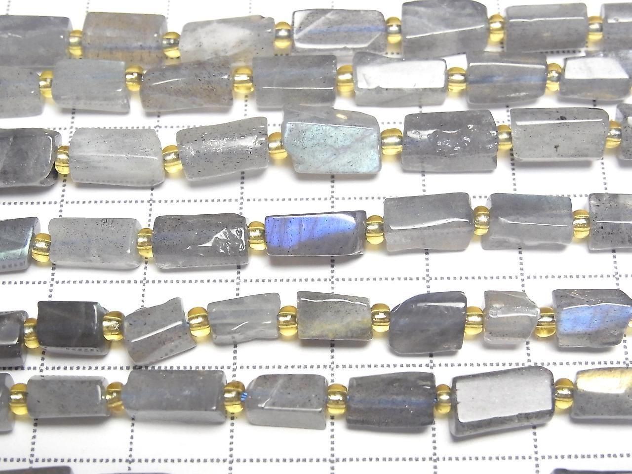 Labradorite AA Rough Tube-Faceted Nugget 1strand beads (aprx.15inch/38cm)