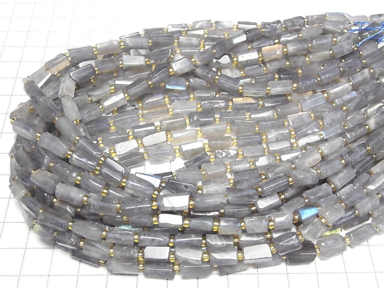 Labradorite AA Rough Tube-Faceted Nugget 1strand beads (aprx.15inch/38cm)