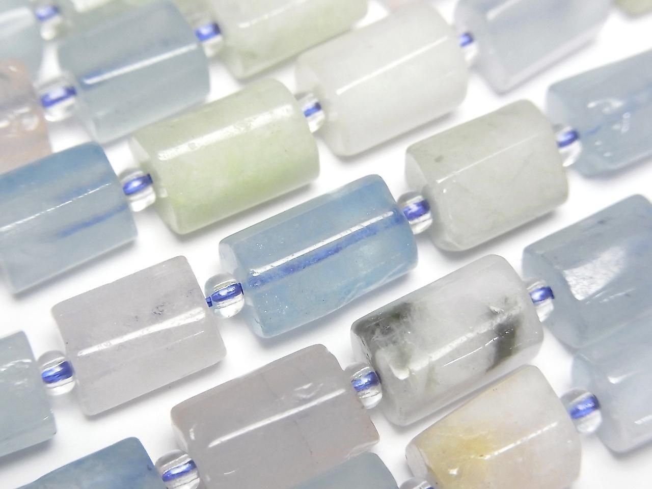 Beryl Mix Rough Tube-Faceted Nugget 1strand beads (approx. 15 inches/36 cm)