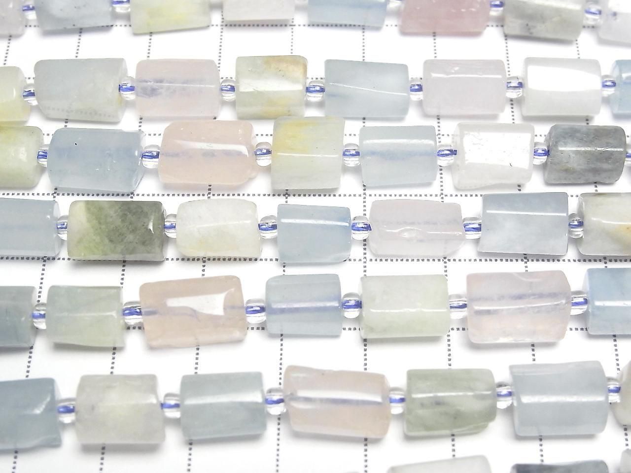 Beryl Mix Rough Tube-Faceted Nugget 1strand beads (approx. 15 inches/36 cm)