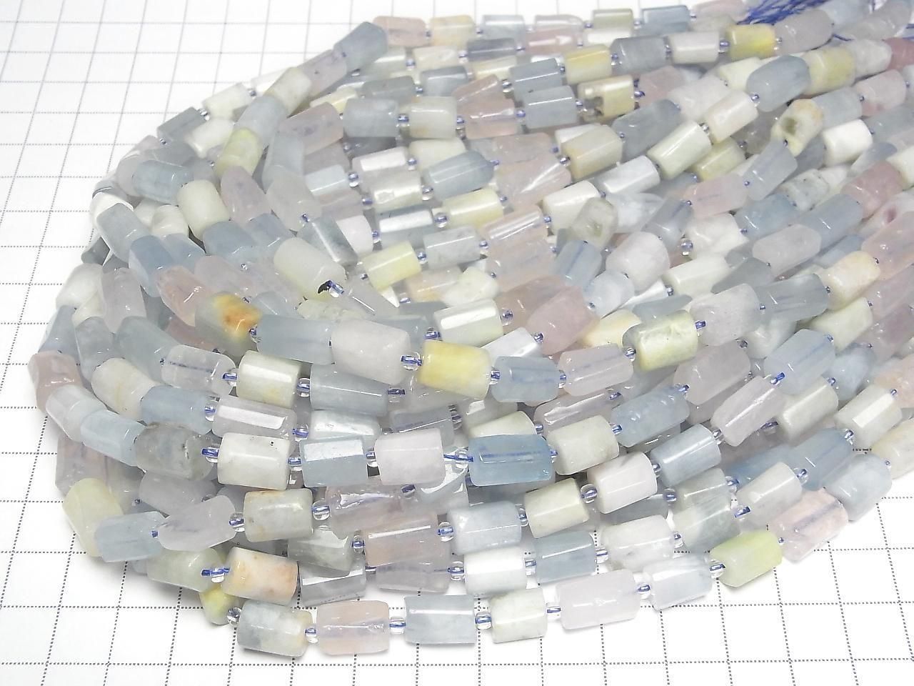 Beryl Mix Rough Tube-Faceted Nugget 1strand beads (approx. 15 inches/36 cm)