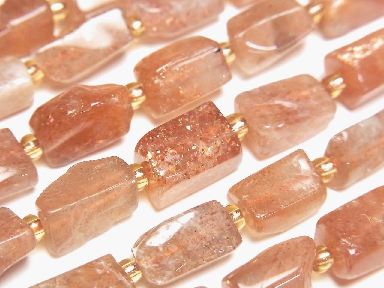 Sunstone AA Rough Tube-Faceted Nugget 1strand beads (aprx.15inch/37cm)