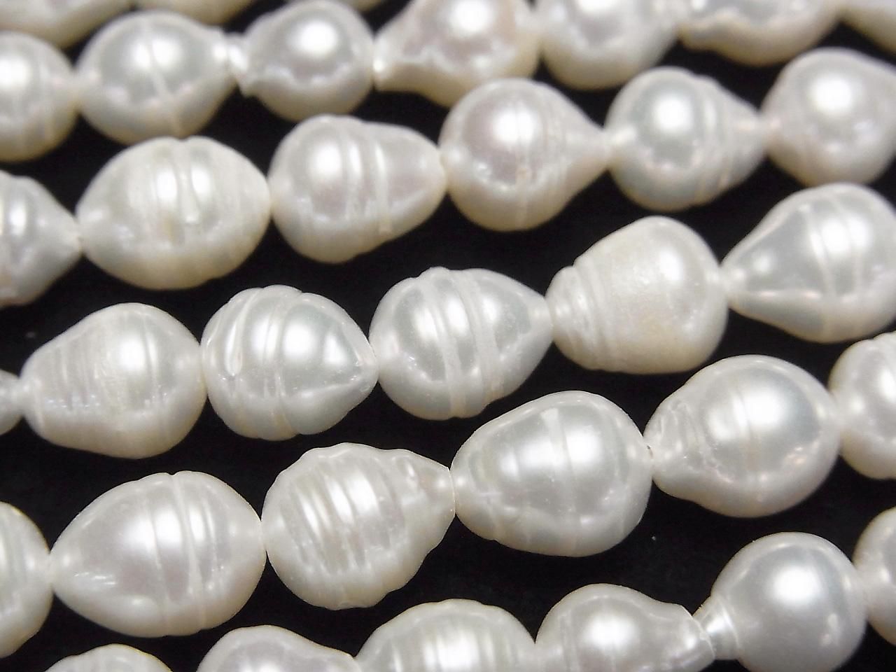 Fresh Water Pearls AA Bands Drop-Rice 7x6x6mm White 1strand beads (approx. 13inch/33cm)