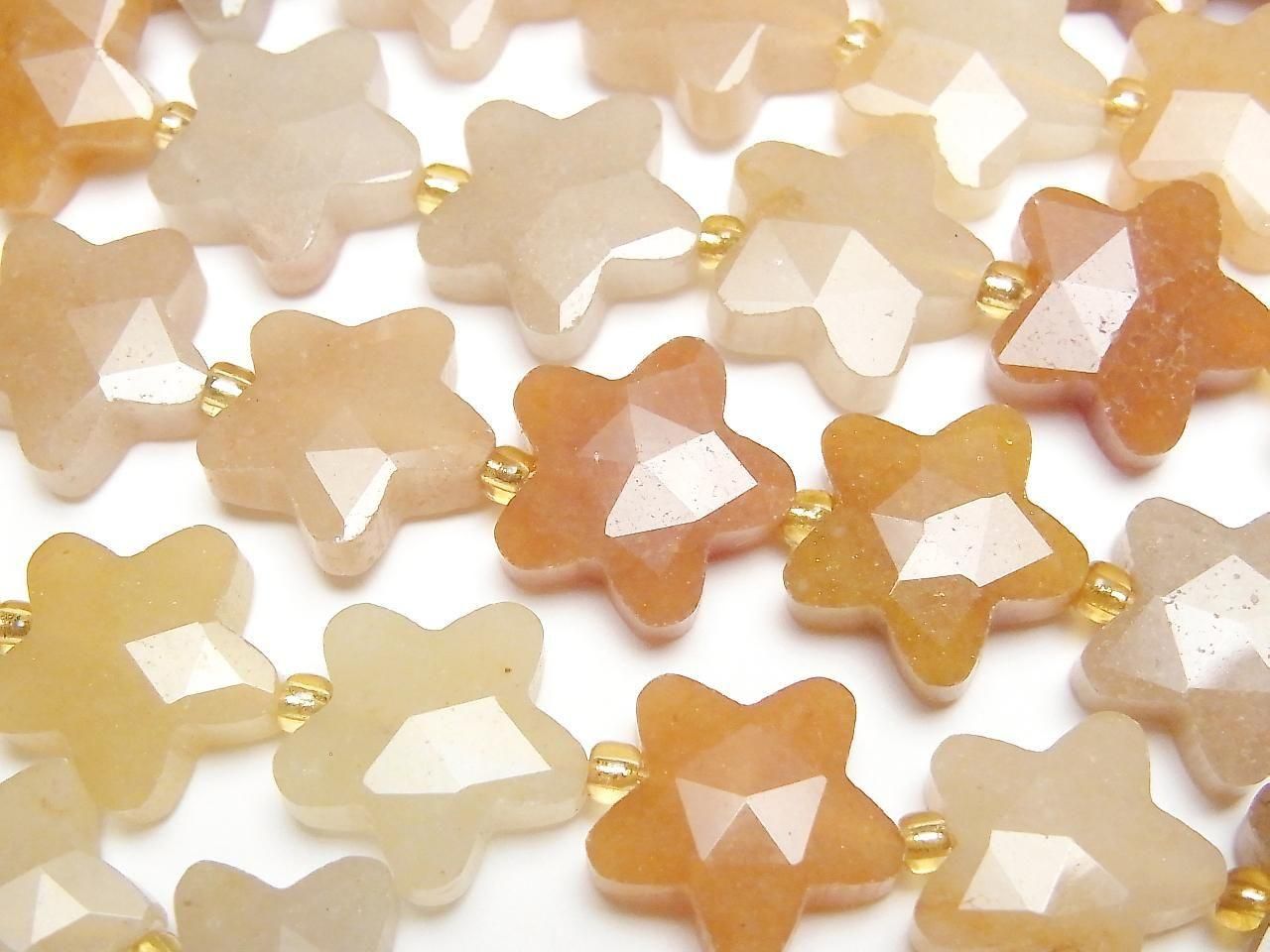 Orange Aventurine Faceted Star 14x14mm half or 1strand beads (approx. 15 inches/36 cm)