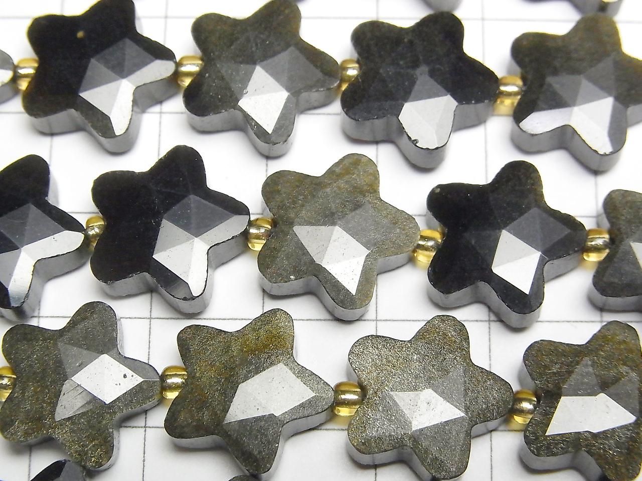 Golden Obsidian Faceted Star 14x14mm half or 1strand beads (approx. 15 inches/36 cm)