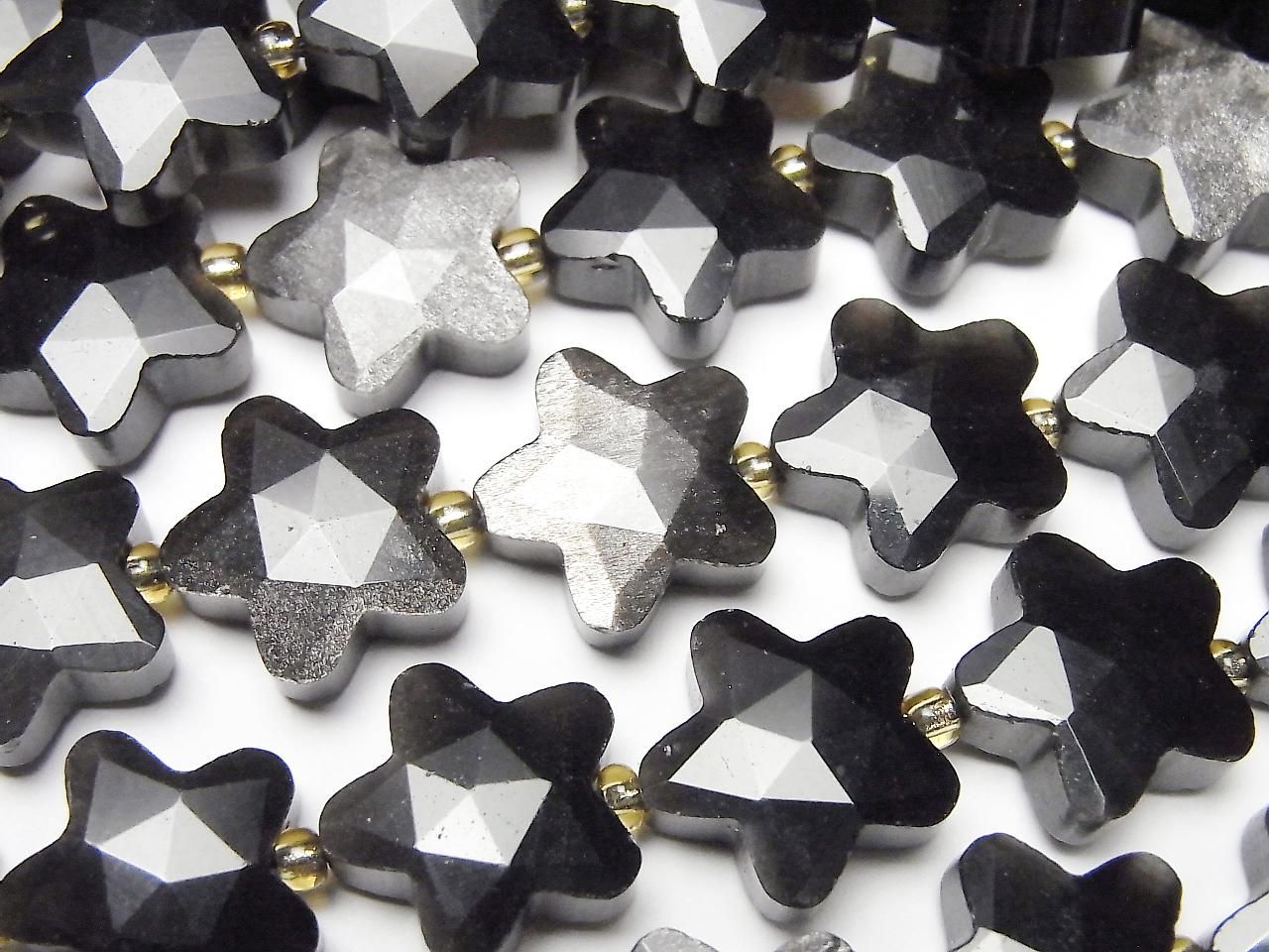 Silver Obsidian Faceted Star 14x14mm half or 1strand beads (approx. 15 inches/36 cm)