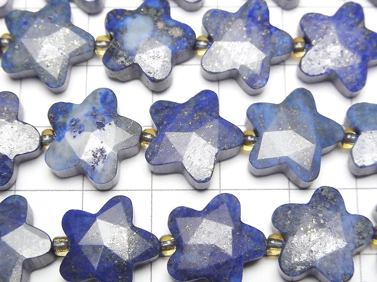 Lapislazuli AA Faceted Star 14x14mm half or 1strand beads (aprx.15inch/36cm)