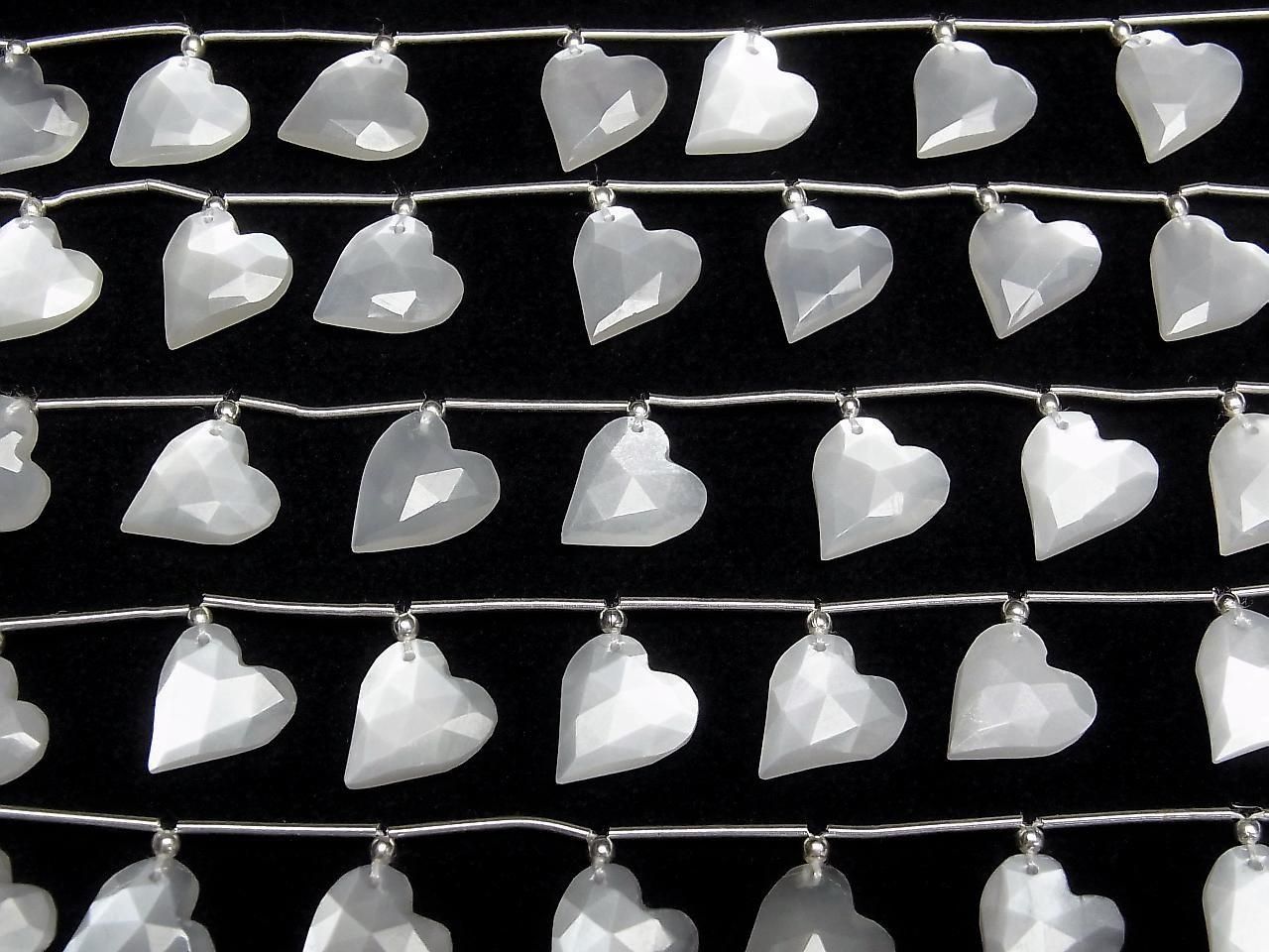 High Quality White Moonstone AA++ Heart Cut 12x11mm Half or 1strand beads (6pcs)