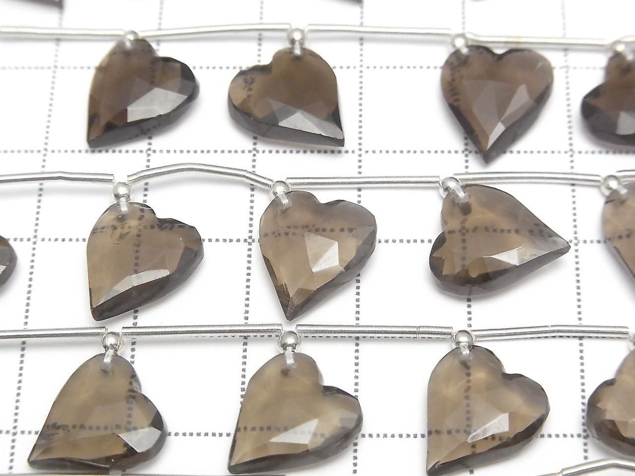 Smoky Quartz AAA Heart cut 12x11mm half or 1strand beads (6pcs )