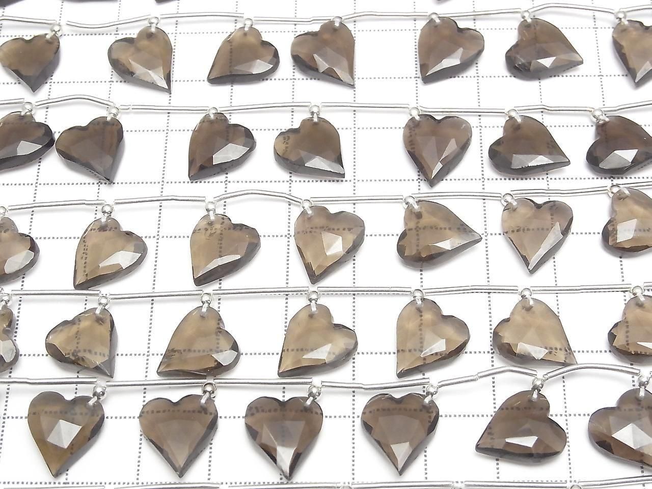 Smoky Quartz AAA Heart cut 12x11mm half or 1strand beads (6pcs )