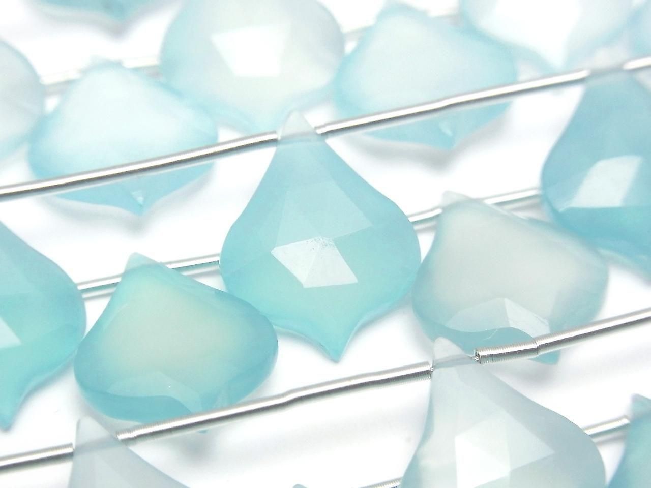 Sea Blue Chalcedony Lantern Shape Cut 16x12mm 1strand beads (5pcs)