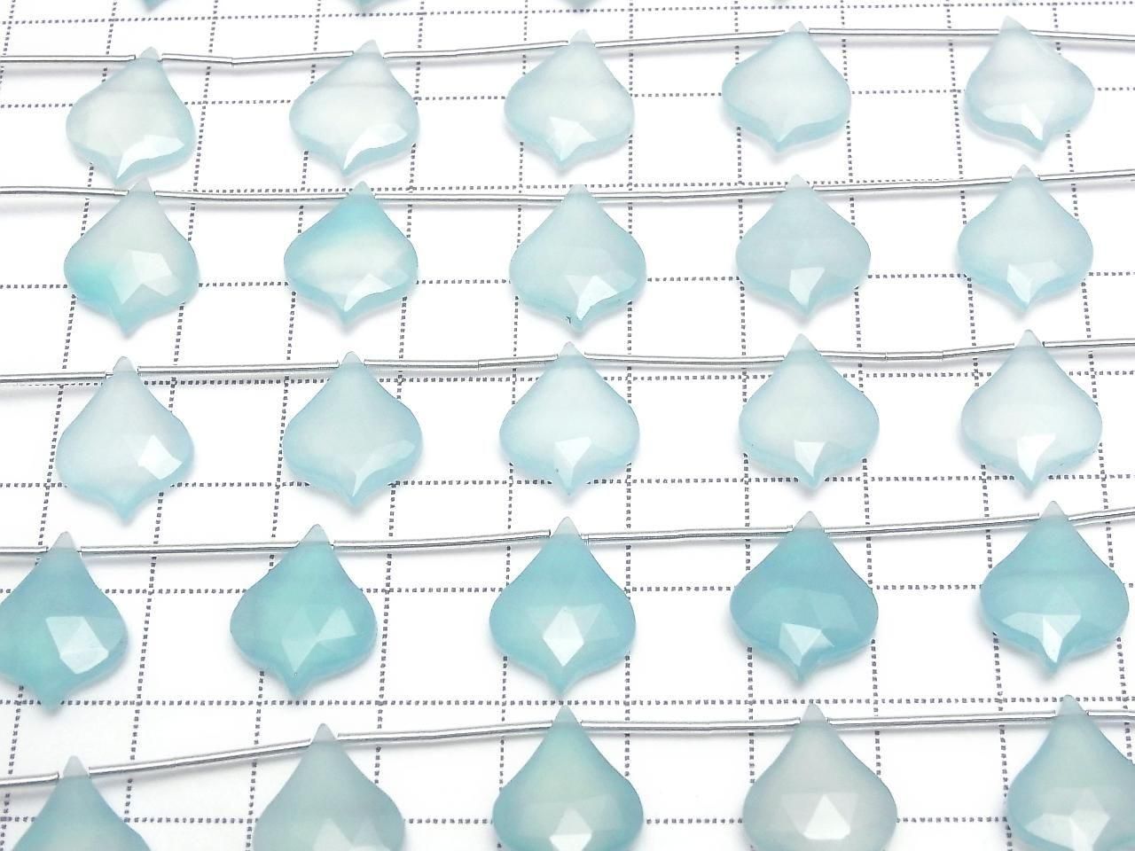 Sea Blue Chalcedony Lantern Shape Cut 16x12mm 1strand beads (5pcs)