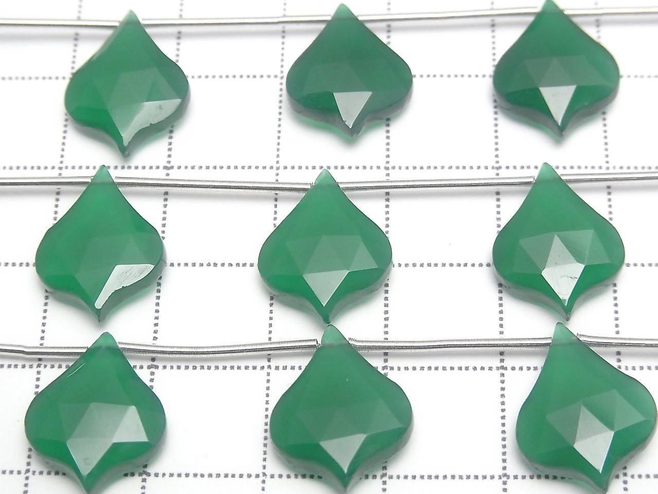 Green Onyx Lantern Shape Cut 16x12mm 1strand beads (5pcs)
