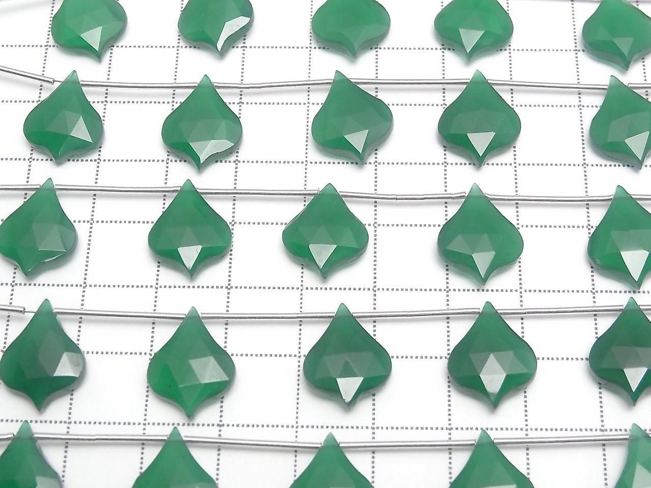 Green Onyx Lantern Shape Cut 16x12mm 1strand beads (5pcs)