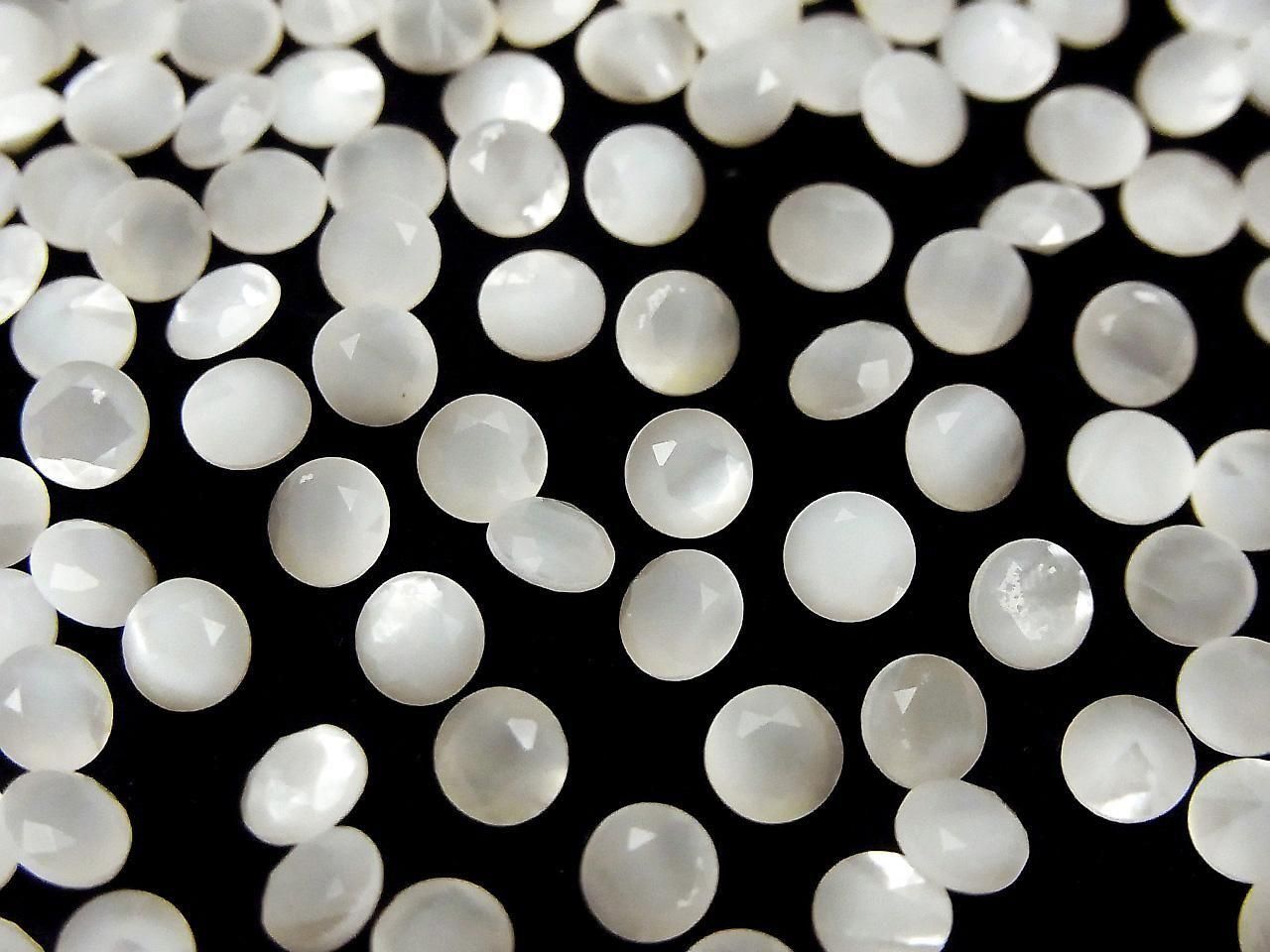 White Shell (Silver-lip Oyster) AAA Loose Stone Round Faceted 4x4mm 10pcs