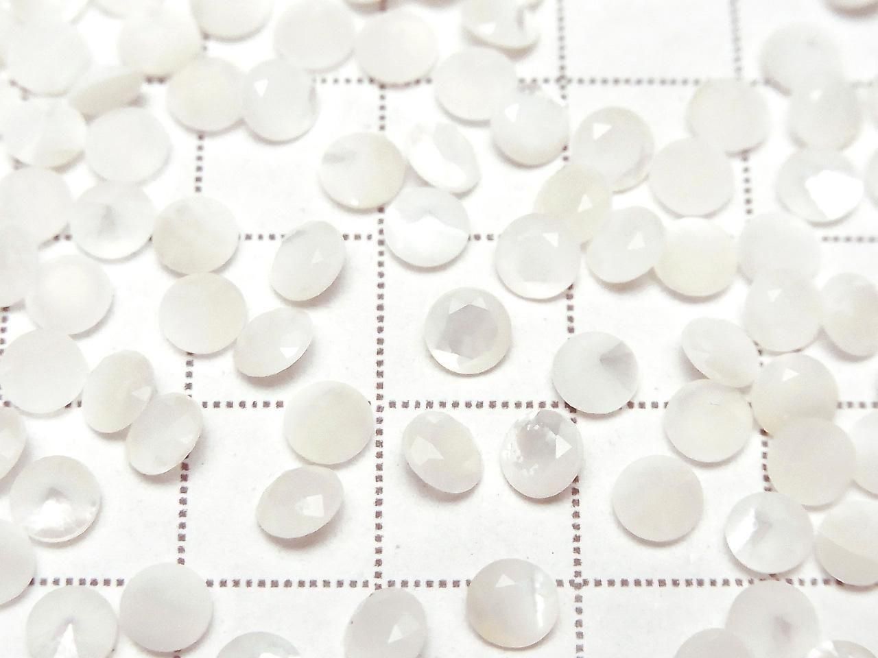 White Shell (Silver-lip Oyster) AAA Loose Stone Round Faceted 4x4mm 10pcs