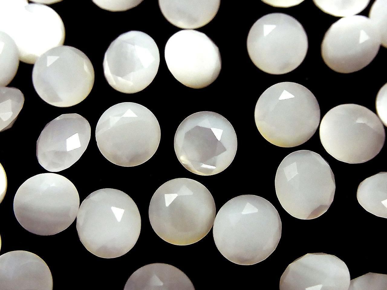 White Shell (Silver-lip Oyster) AAA Loose Stone Round Faceted 8x8mm 5pcs