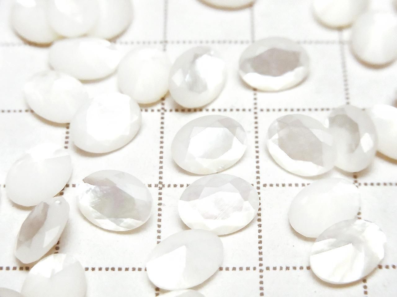 White Shell (Silver-lip Oyster) AAA Loose Stone Oval Faceted 8x6mm 5pcs