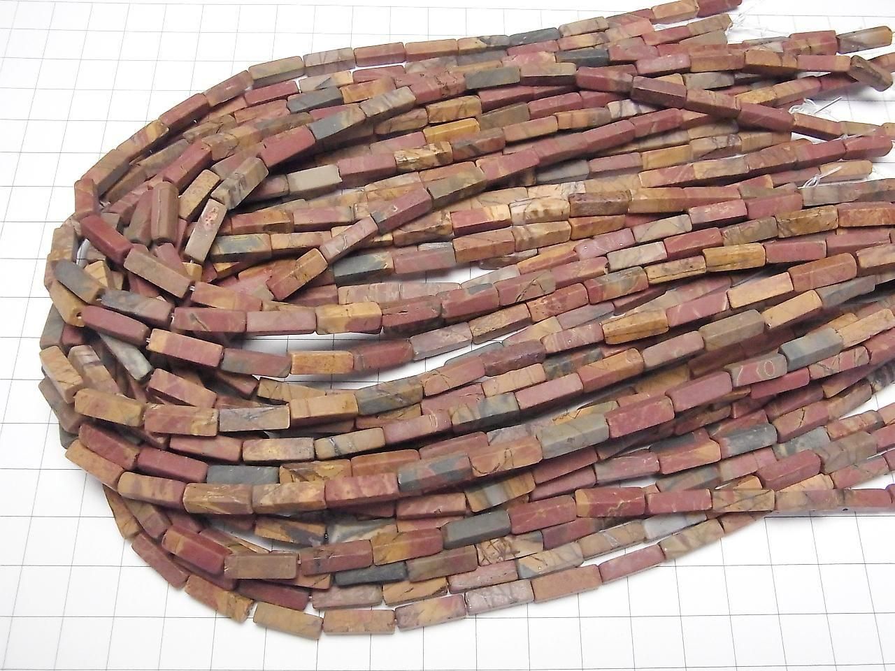 Frost Picasso Jasper 4-Faceted Faceted Tube 13x4x4mm 1strand beads (approx. 15inch/38cm)