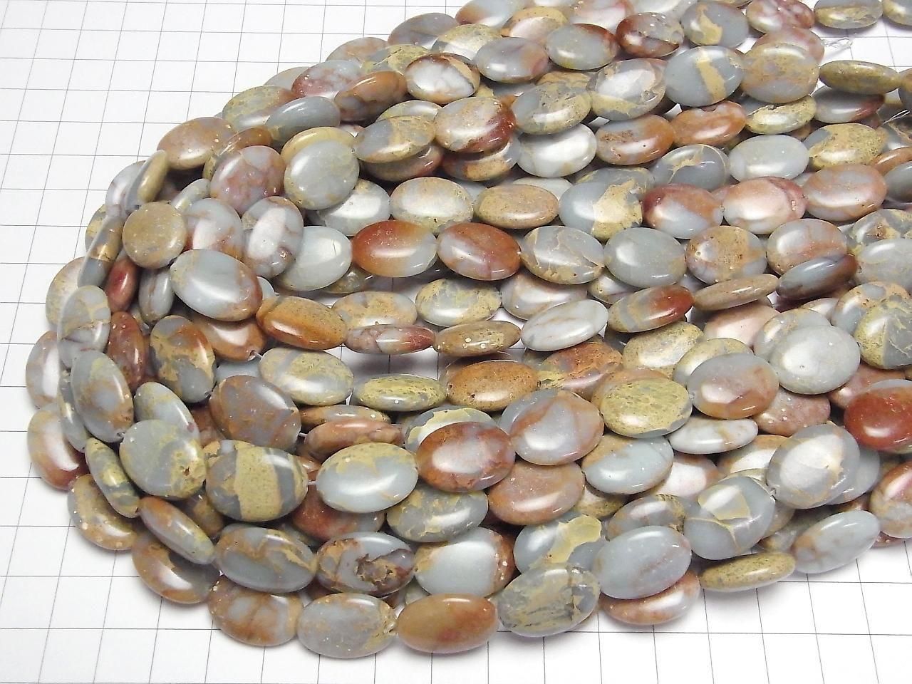 Impression Jasper Oval 18x13mm half or 1strand beads (aprx.15inch/36cm)