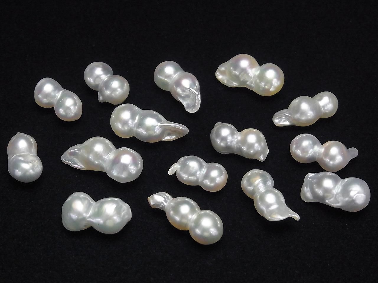 Akoya Pearls AAA- Natural Twin Pearl 7-8.3mm White Silver Untreated 1pc