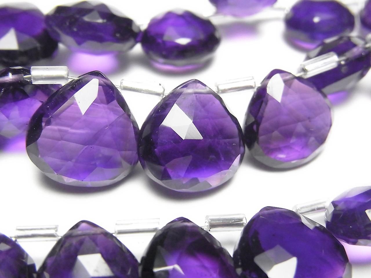 High Quality Amethyst AAA Chestnut Faceted Briolette half or 1strand beads (aprx.7inch/18cm)