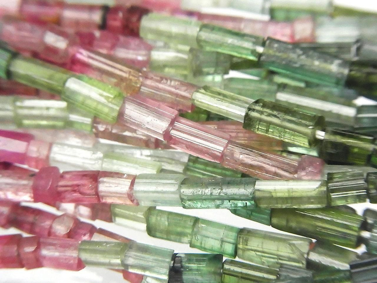 Multicolor Tourmaline AA++ Rough Tube 1strand beads (approx. 12 inches/30 cm)
