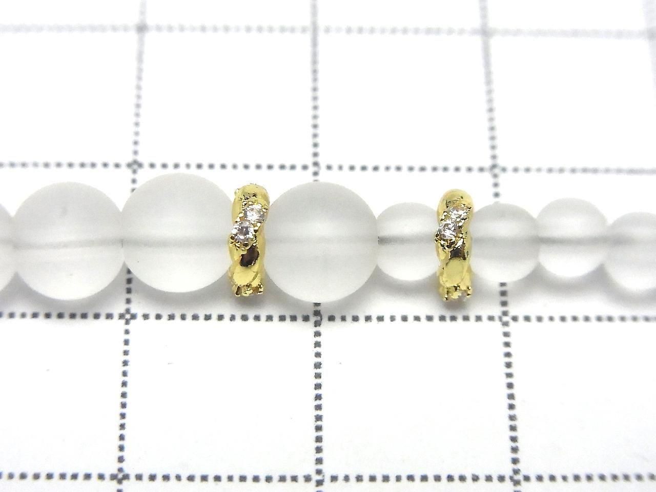 Metal parts Rondelle 6x6x2mm Gold color (with CZ) 2pcs