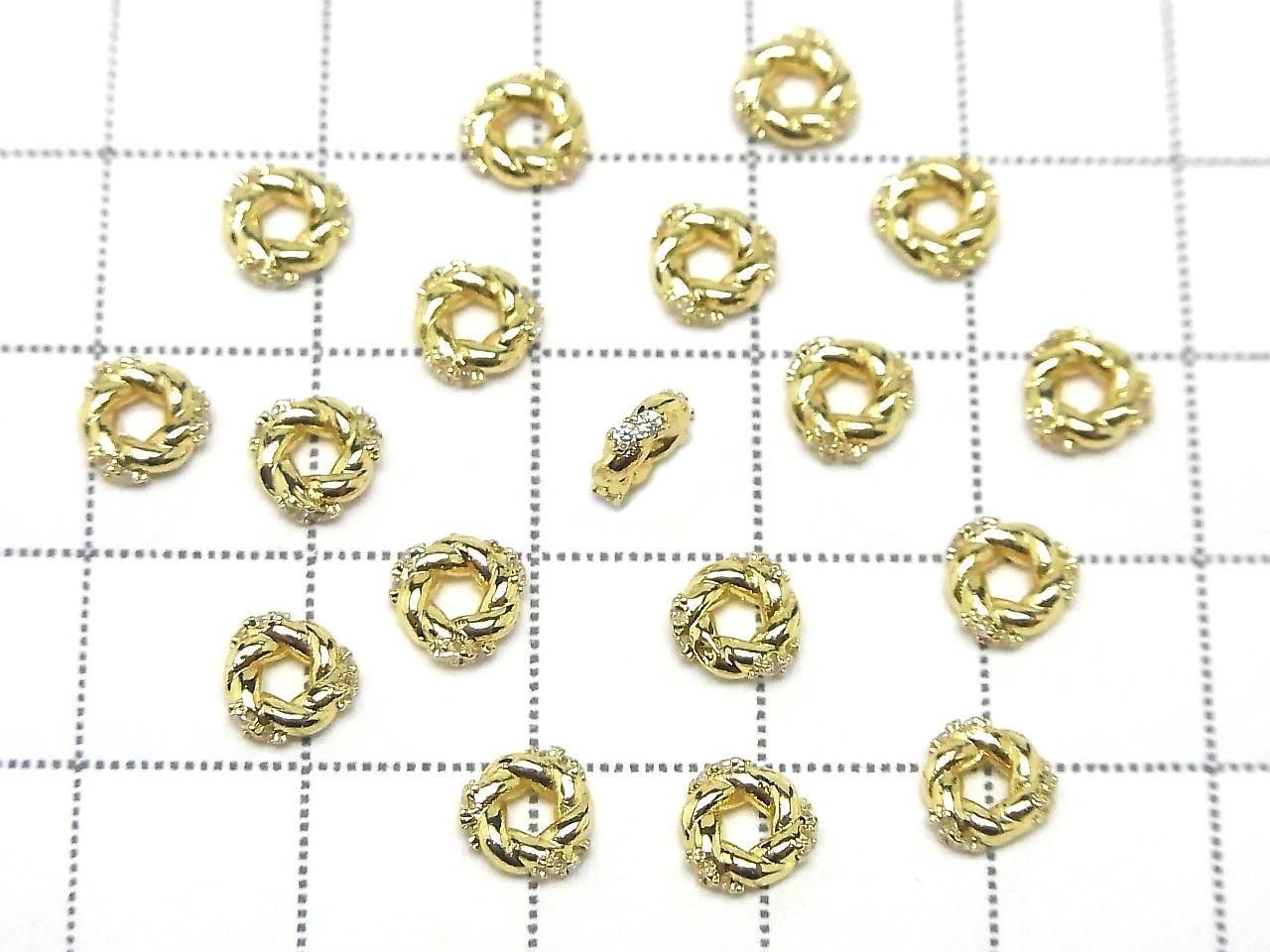 Metal parts Rondelle 6x6x2mm Gold color (with CZ) 2pcs