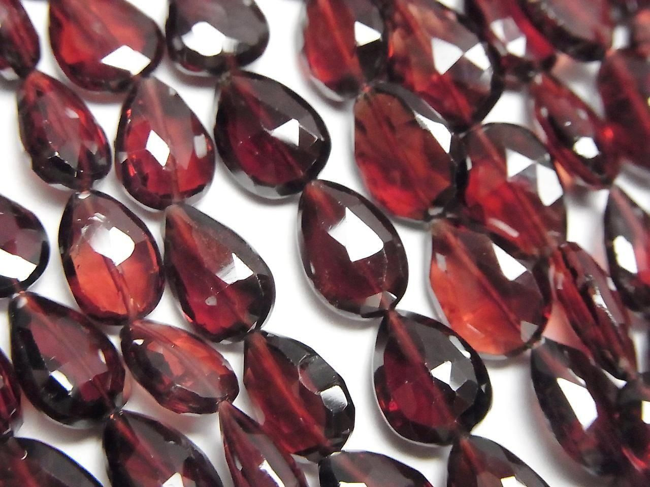High Quality Mozambique Garnet AAA- Vertical Hole Faceted Pear Shape Half or 1strand beads (approx. 8 inches/20 cm)