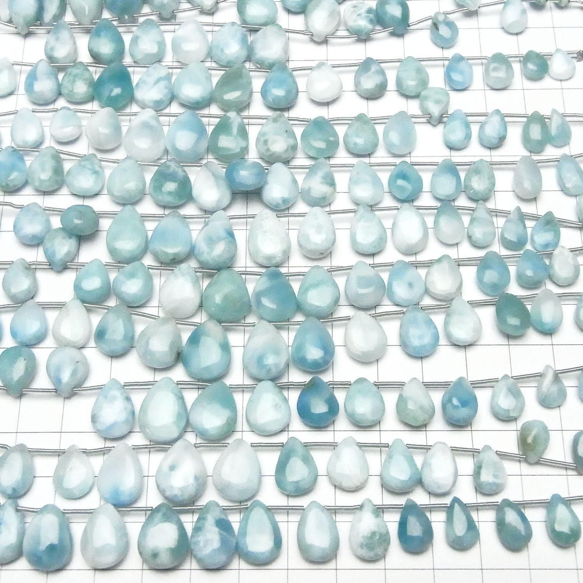 Larimar Pectolite AA++ Pear shape (Smooth) half or 1strand beads (18pcs )