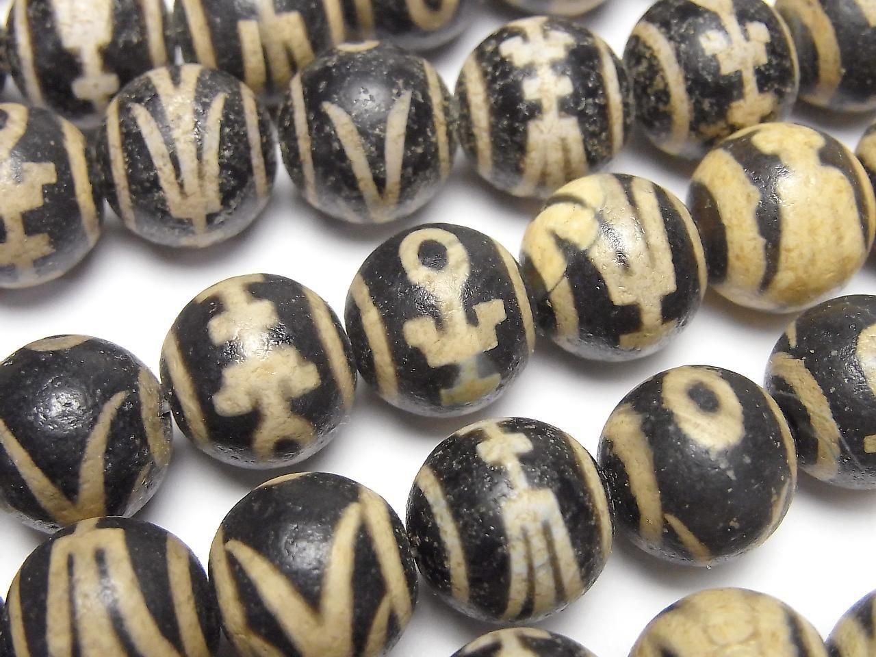 Nobleman Dzi Bead (Kijin Tenju) Round 12mm Black Half or 1strand beads (approx. 11 inches/27 cm)