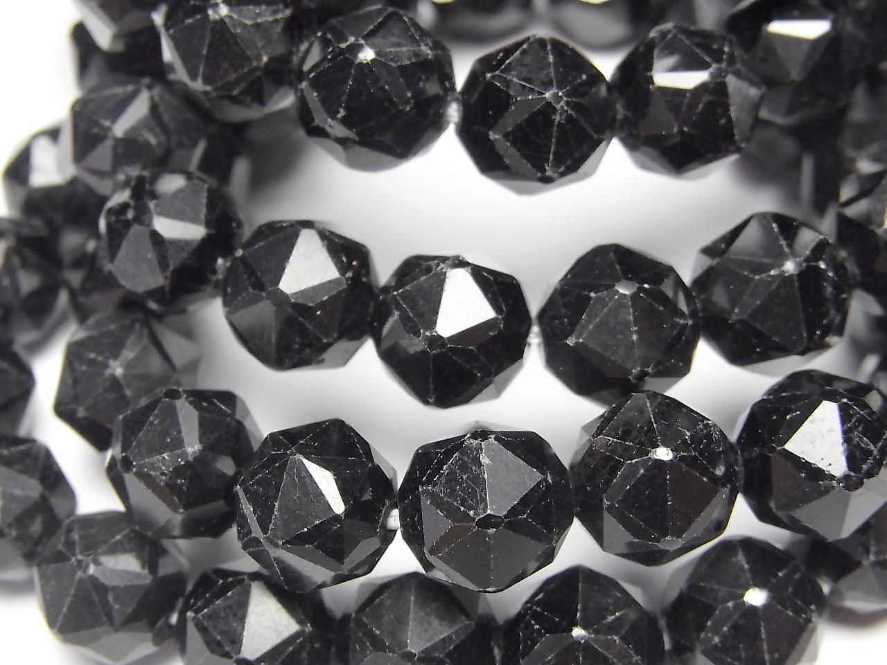 Black Tourmaline AA+ Star Faceted Round 10mm 1strand beads (Bracelet)