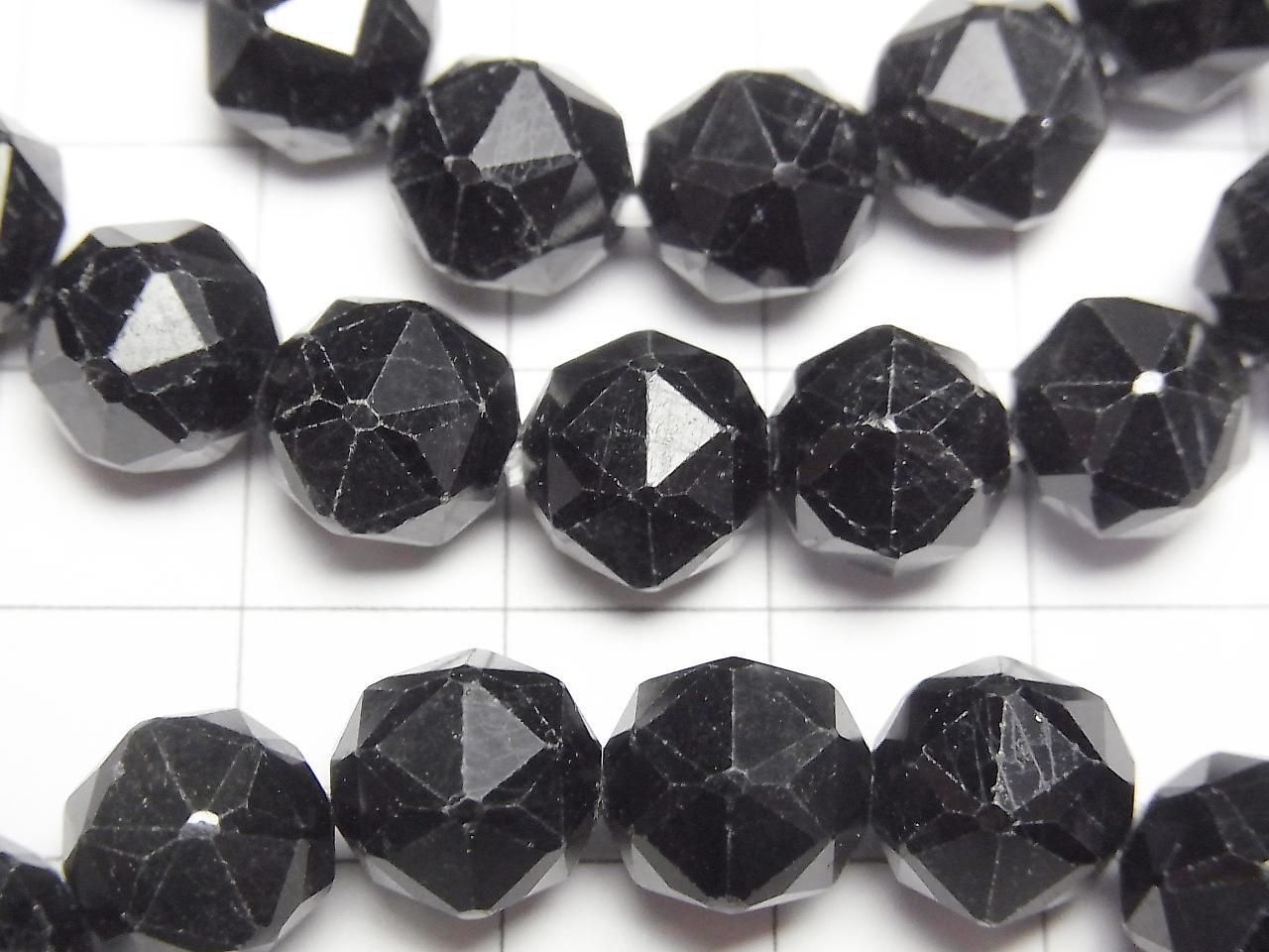 Black Tourmaline AA+ Star Faceted Round 10mm 1strand beads (Bracelet)