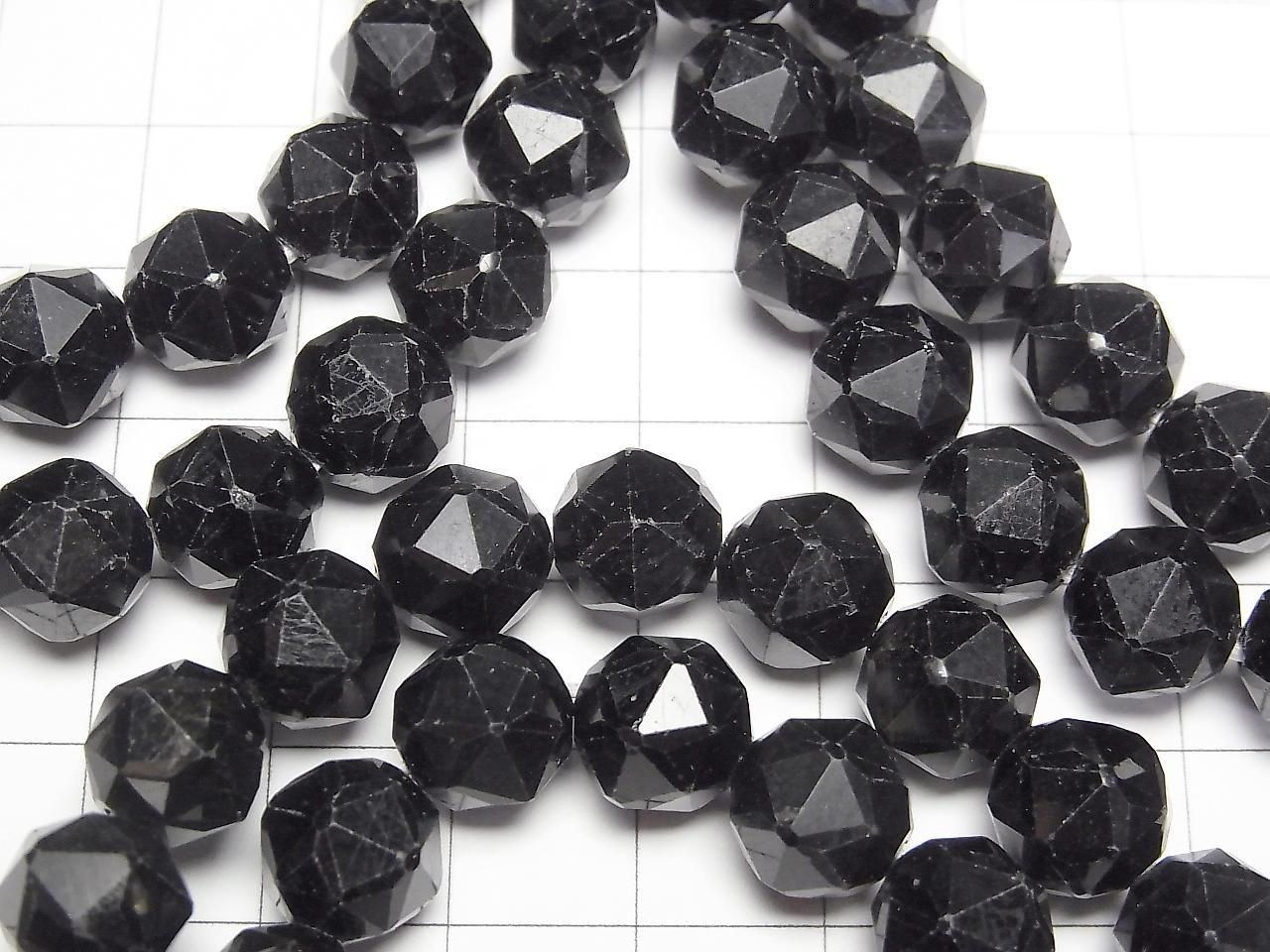 Black Tourmaline AA+ Star Faceted Round 10mm 1strand beads (Bracelet)