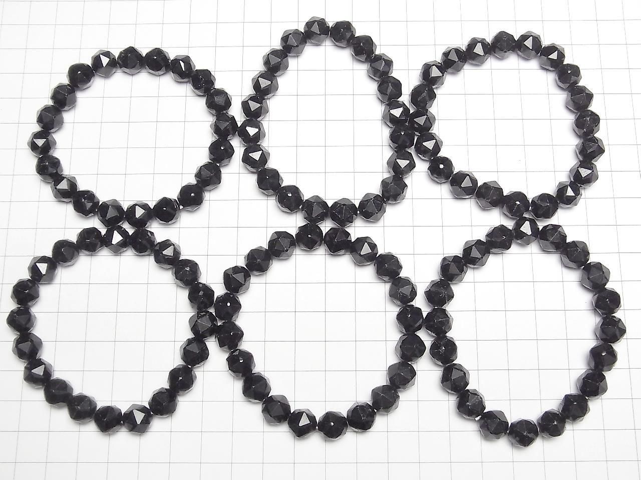 Black Tourmaline AA+ Star Faceted Round 10mm 1strand beads (Bracelet)