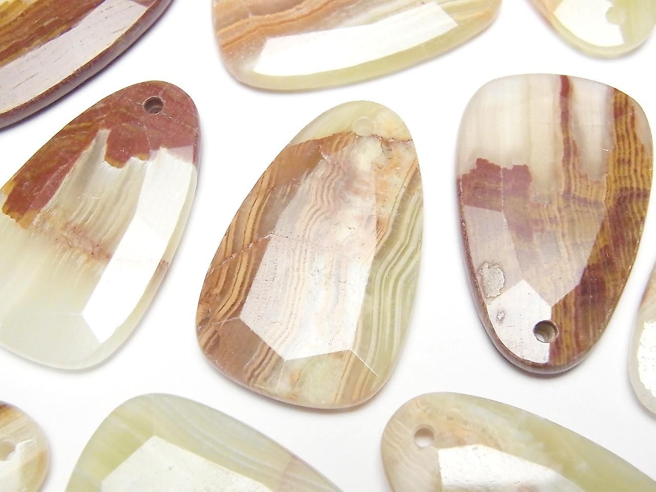 Calcite Flat Faceted Nugget 33x21mm 2pcs