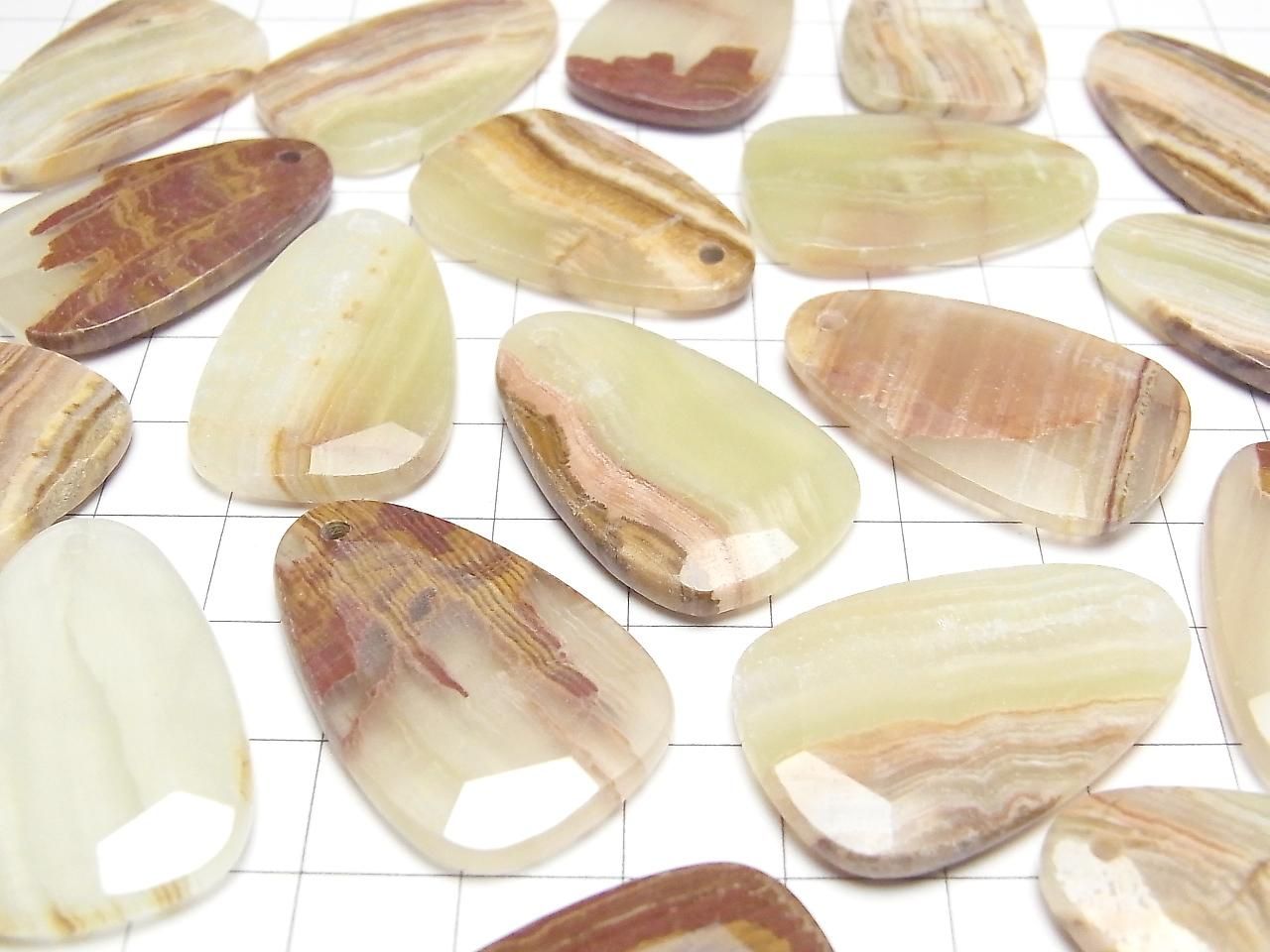 Calcite Flat Faceted Nugget 33x21mm 2pcs
