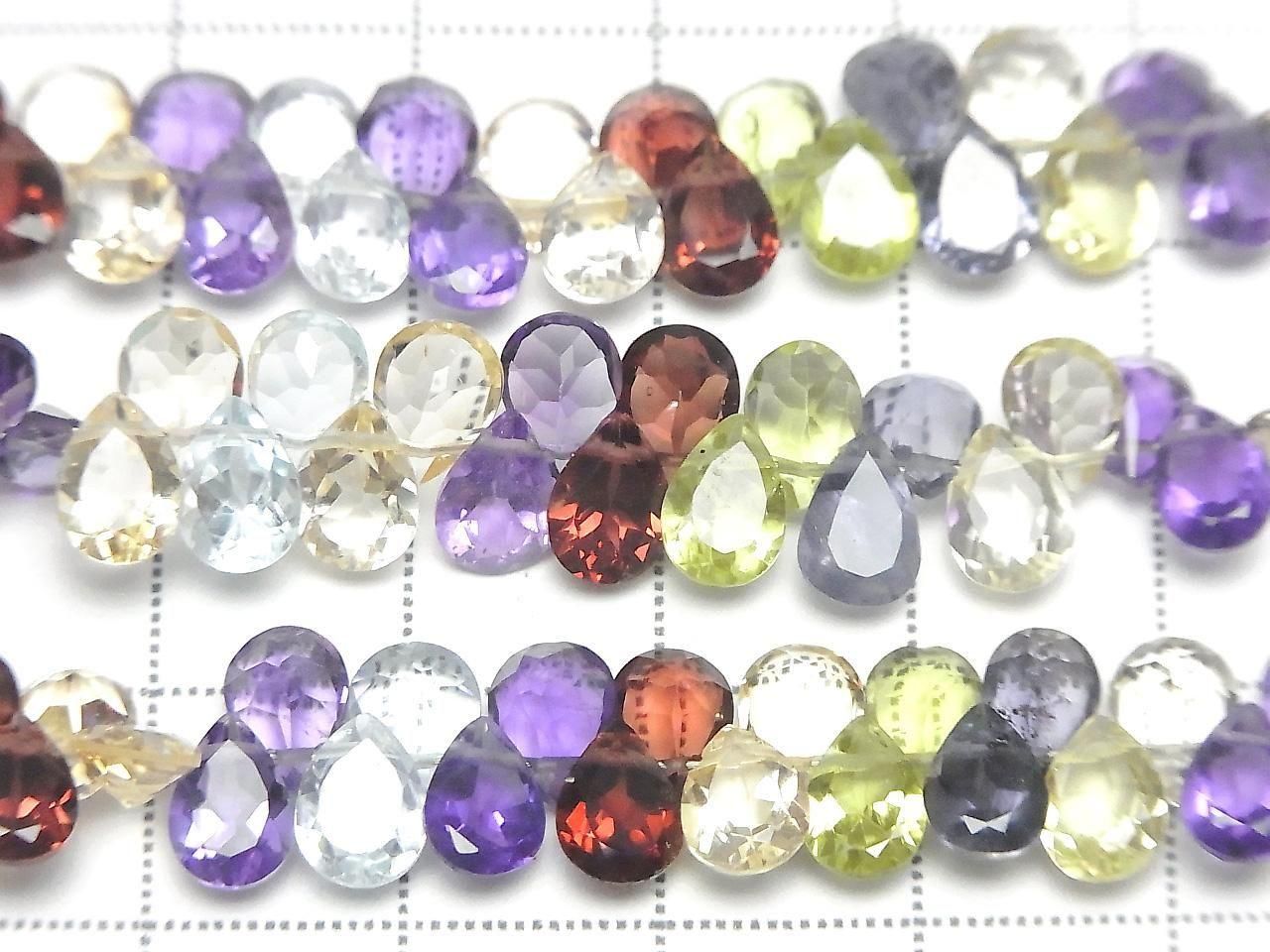 High Quality Mixed Stone AAA Pear shape Faceted 7x5mm half or 1strand beads (28pcs )