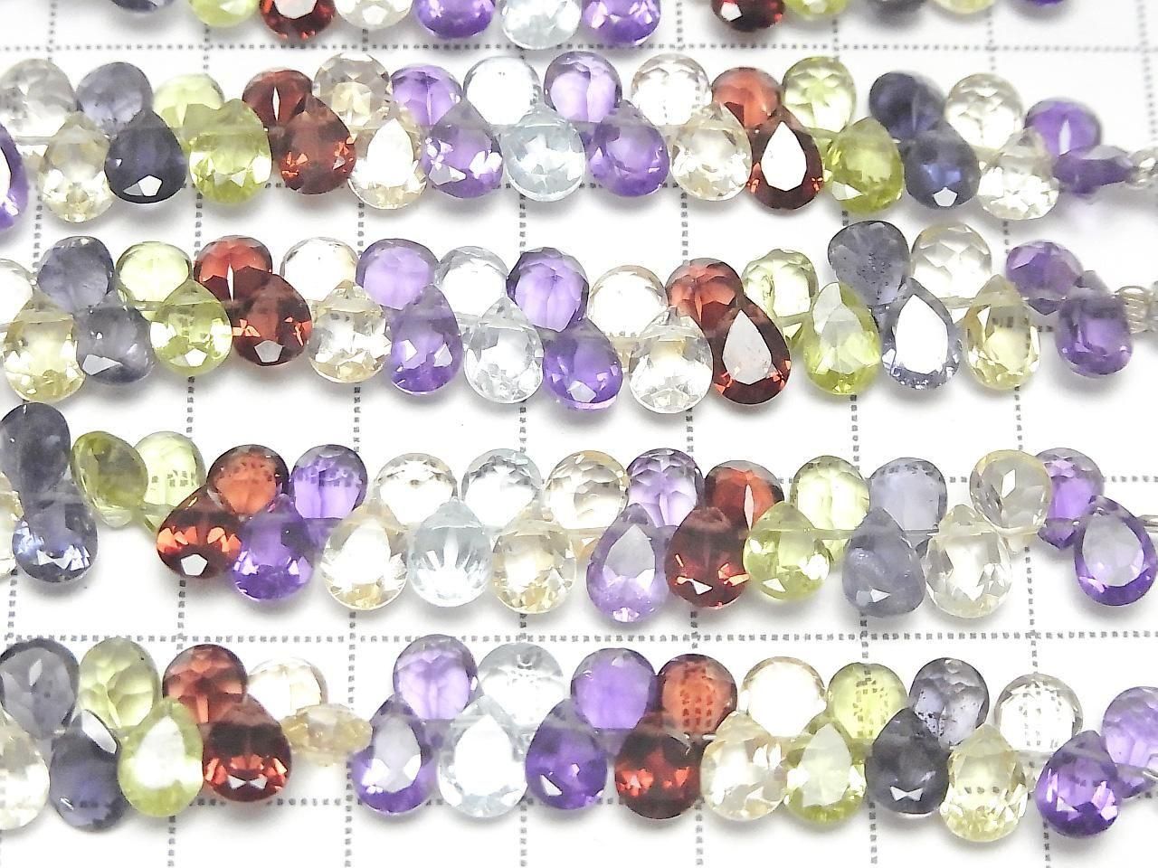 High Quality Mixed Stone AAA Pear shape Faceted 7x5mm half or 1strand beads (28pcs )