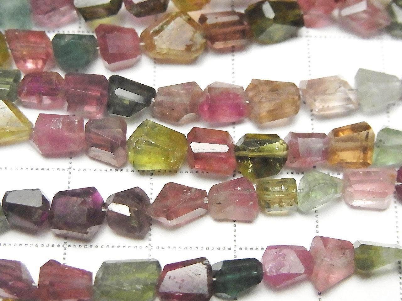 Multicolor Tourmaline AA++ Faceted Nugget half or 1strand beads beads (approx. 7 inches/18 cm)