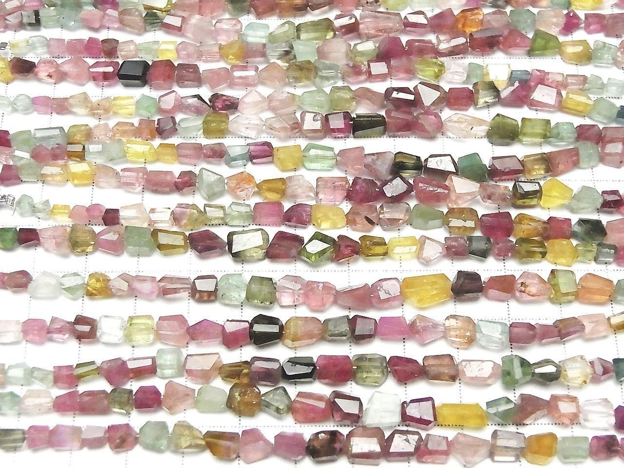 Multicolor Tourmaline AA++ Faceted Nugget half or 1strand beads beads (approx. 7 inches/18 cm)