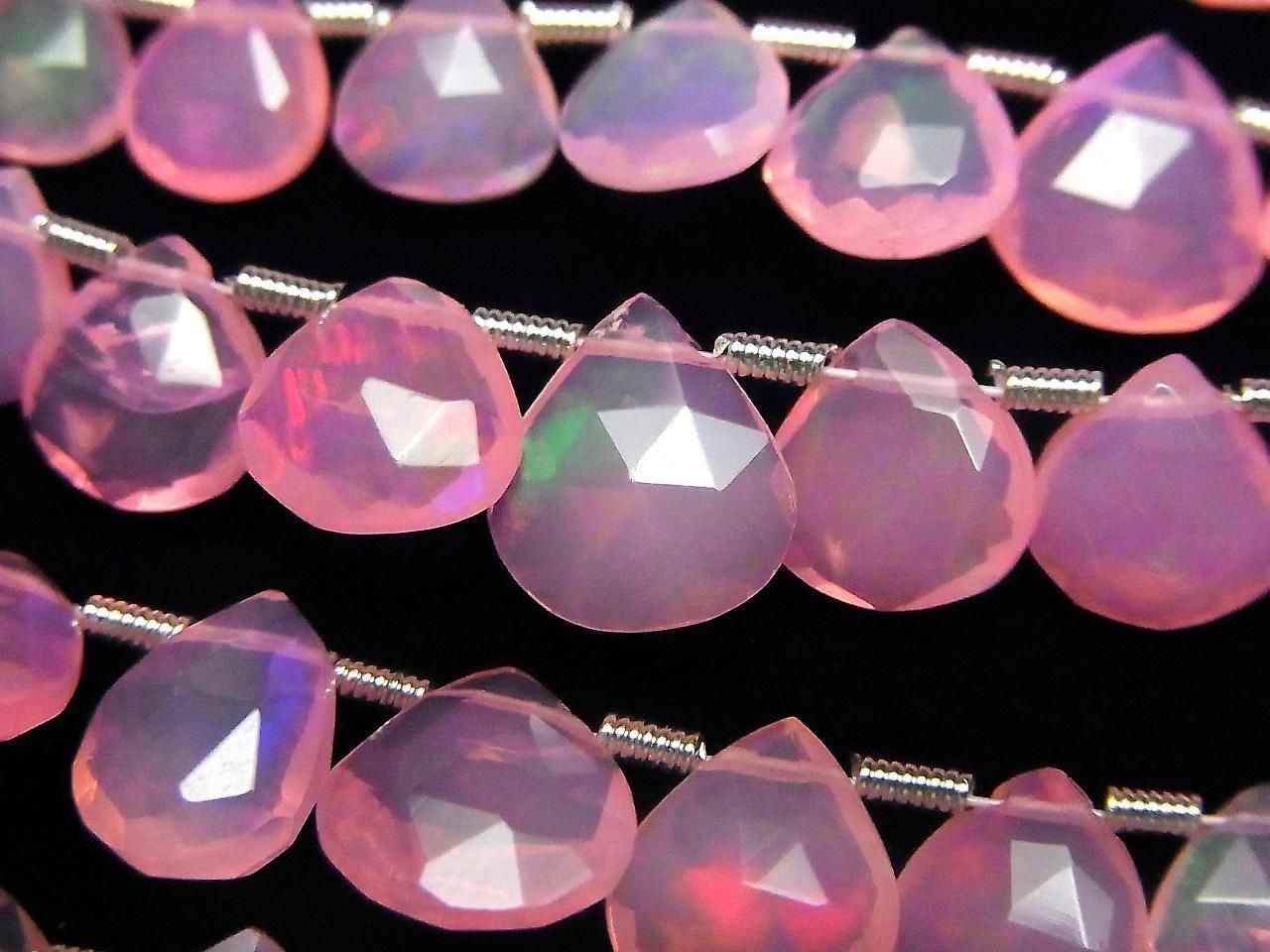 Ethiopian pink color Opal Chestnut Faceted Briolette half or 1strand beads (approx. 7 inches/18 cm)