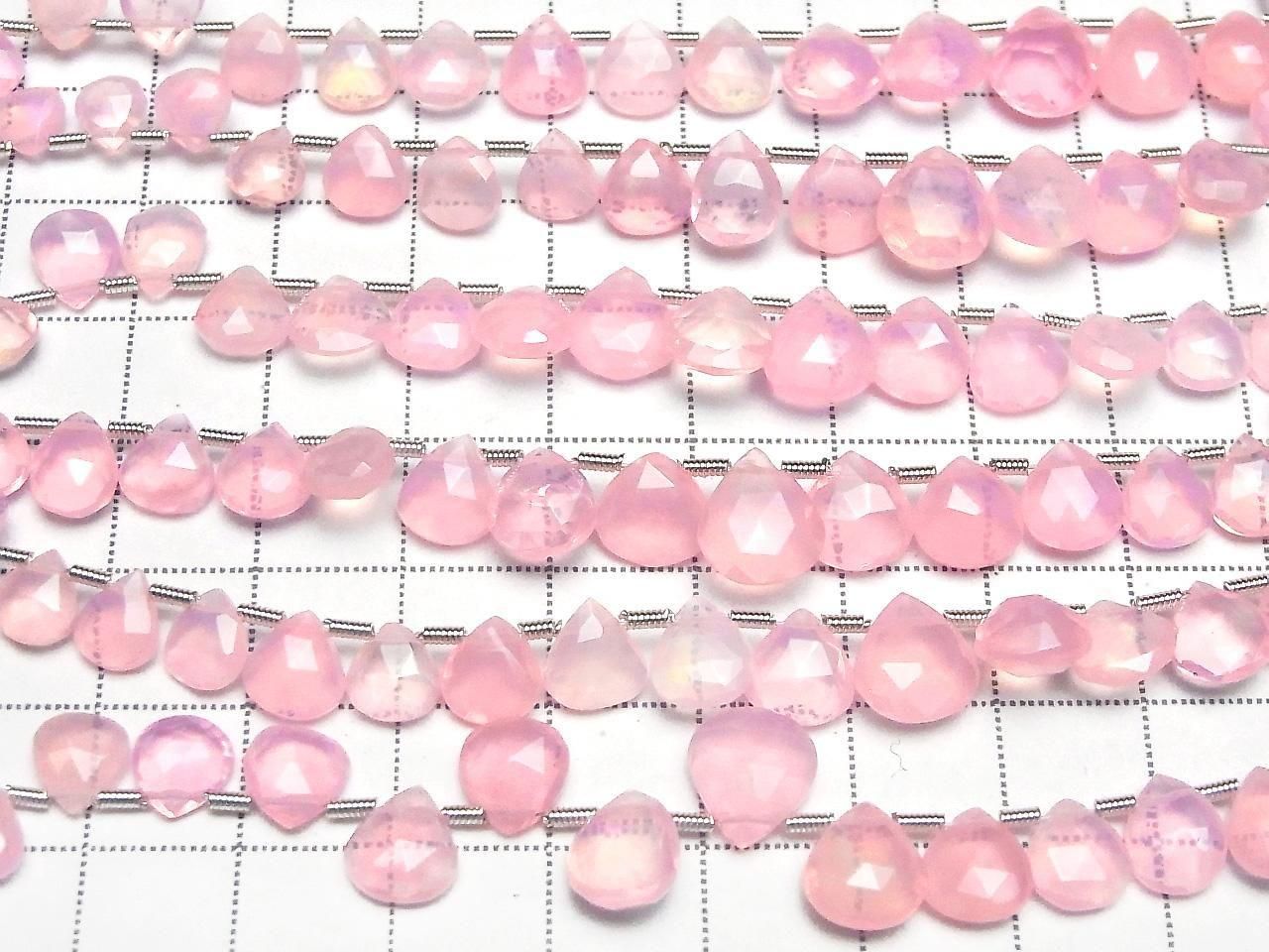 Ethiopian pink color Opal Chestnut Faceted Briolette half or 1strand beads (approx. 7 inches/18 cm)