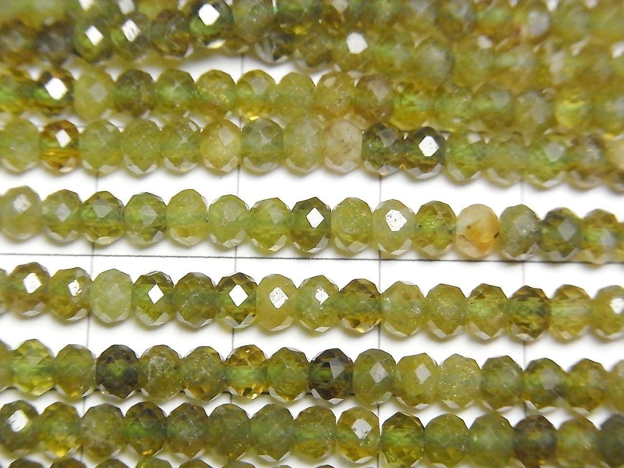 Idocrase Vesuvianite Faceted Button Rondelle 4x4x3mm half or 1strand beads (aprx.15inch/38cm)High Quality!