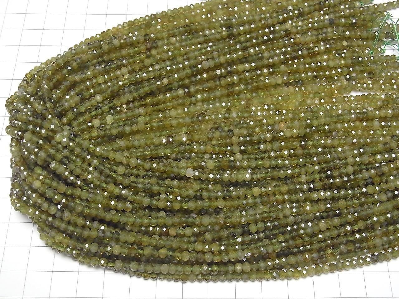 Idocrase Vesuvianite Faceted Button Rondelle 4x4x3mm half or 1strand beads (aprx.15inch/38cm)High Quality!