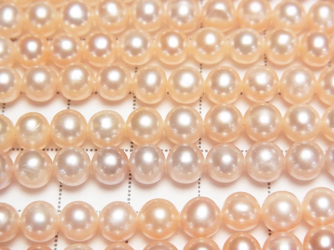 Fresh Water Pearls AA++ Potato 5.5-6mm Natural Color Orange Pink 1strand beads Beads (approx. 15 inch/37 cm)