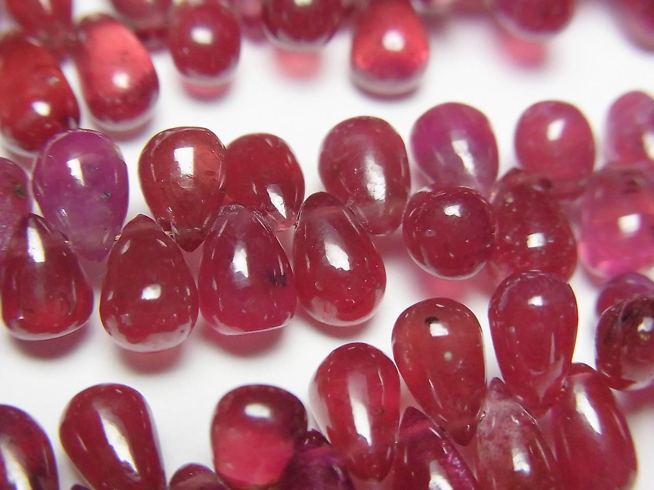 High Quality Ruby AAA- Drop (Smooth) half or 1strand beads (aprx.7inch/18cm)