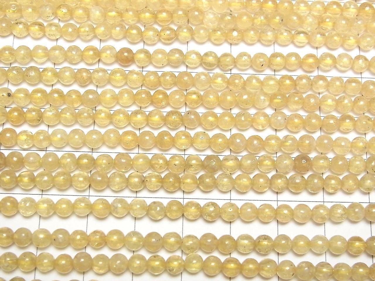 Yellow Garnet Round 4mm 1strand beads (approx. 15 inches/38 cm)